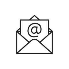 Open email thin line icon. Linear symbol. Vector illustration..