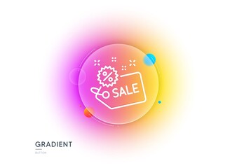 Sale tag line icon. Gradient blur button with glassmorphism. Shopping discount sign. Clearance symbol. Transparent glass design. Sale line icon. Vector