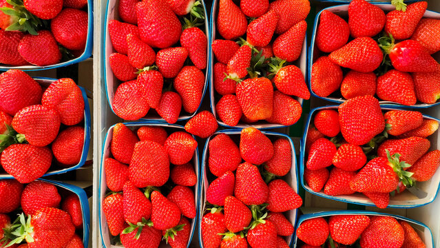 Close Up Of A Strawberry Punnet Stall