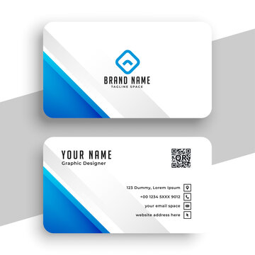 Blue and white simple business card template