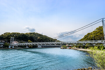 静岡県浜松市北区三ヶ日の奥浜名湖の吊橋「瀬戸橋」