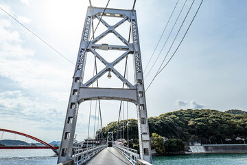 静岡県浜松市北区三ヶ日の奥浜名湖の吊橋「瀬戸橋」