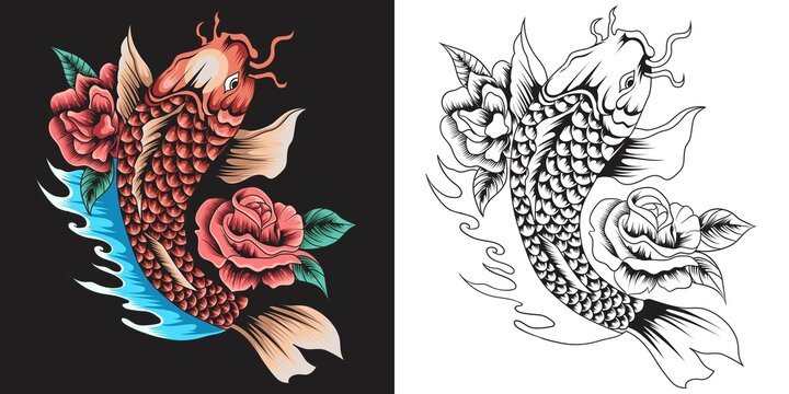 Koi fish  outline tattoo