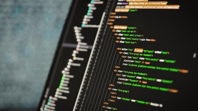 Close-up of a computer screen, with program code. A major project is being developed.