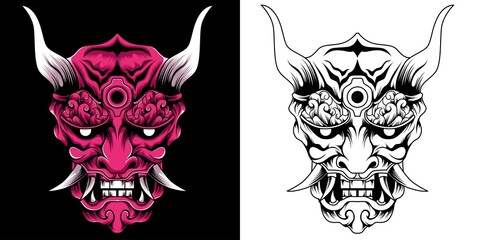 Oni mask japan vector illustration