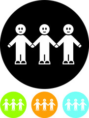 Chain of people united with hands joined together. Unity vector icon isolated