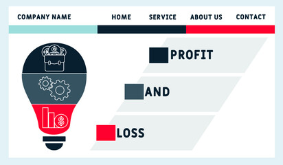 P and L - Profit and Loss acronym. business concept background.  vector illustration concept with keywords and icons. lettering illustration with icons for web banner, flyer, landing pag