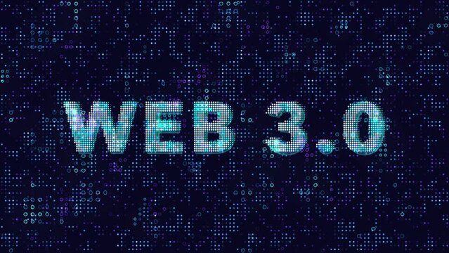 WEB 3.0 Word Text with Digital Futuristic Dotted Animation Background