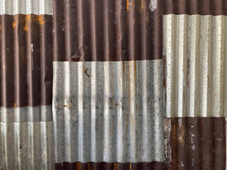 the pattern of old rust zinc sheets texture in brown and silver color
