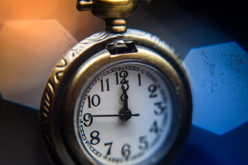 New year clock on abstract background