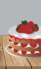 Cake with raspberries