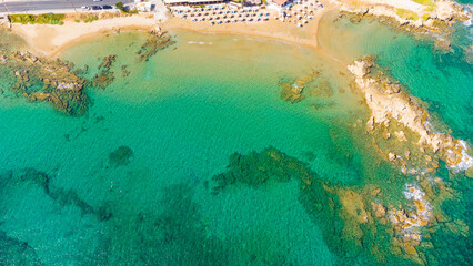 Fototapeta na wymiar Beautiful beach with clear turquoise water. Crete island, Greece.