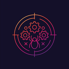 Obraz premium Debugging and testing line icon with a bug, vector