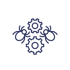 Debugging and testing line icon with bugs