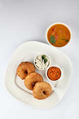 Vada / Medu vadai with sambar - Popular South Indian snack