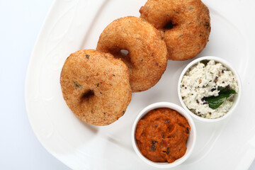 Vada / Medu vadai with sambar - Popular South Indian snack