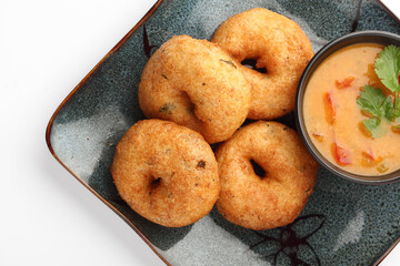 Vada / Medu vadai with sambar - Popular South Indian snack