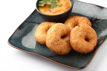 Vada / Medu vadai with sambar - Popular South Indian snack