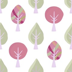 Floral seamless trees pattern for fabrics and textiles and packaging and gifts and cards and linens and kids