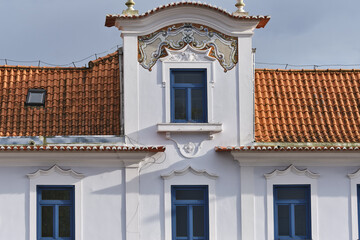 old facades buildings in Art Nouveau architectural style in Aveiro city in Portugal