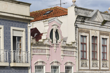 Obraz premium old facades buildings in Art Nouveau architectural style in Aveiro city in Portugal