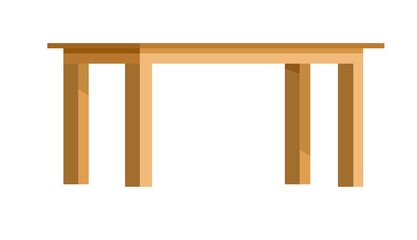 Simple Table. Modern minimalistic furniture design. For work and in kitchen. Cartoon style. Object isolated on white background. Vector