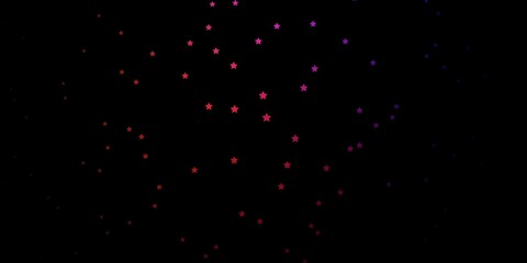 Dark Pink, Red vector background with colorful stars.