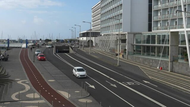 The EN1 1A.  The main road through the city of Ponta Delgada in the Azores.