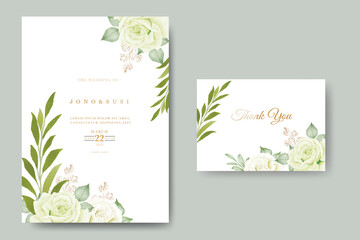 Fototapeta na wymiar wedding invitation card with floral watercolor