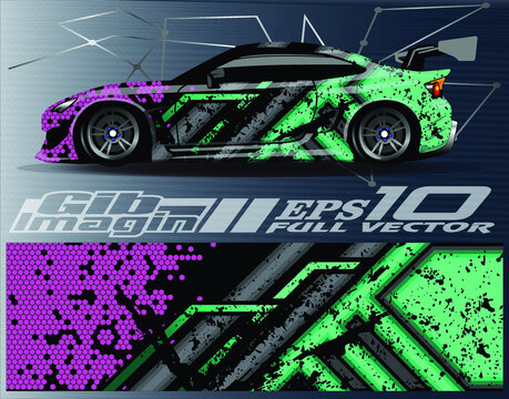 Car Decal Design Vector. Abstract Background For Vehicle Vinyl Wrap