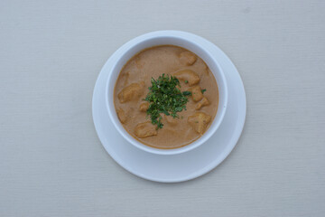 Chicken fillet in walnut sauce with spices (kharcho). Kharcho is a popular dish in Georgian cuisine