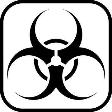 Biohazard symbol warning sign. Toxic contagious bio waste. Biological weapon vector icon isolated