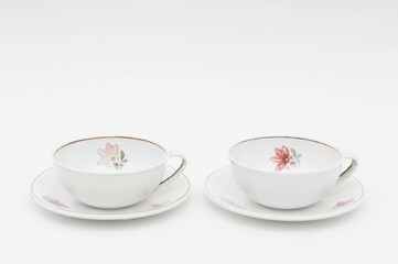 Vintage enameled metal coffee cup set