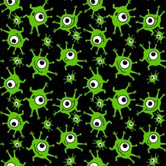 Kids seamless aliens monsters pattern for wrapping paper and gifts and cards and textiles and packaging and hobbies