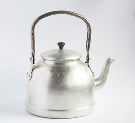 Vintage tin teapot isolated