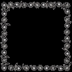 black and white frame with flower