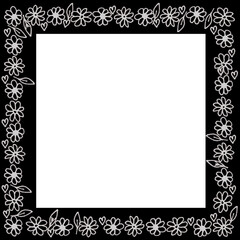 black and white frame with flower