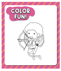 Worksheets template with color fun! text and angel outline