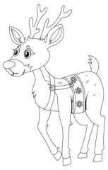 Deer doodle outline for colouring