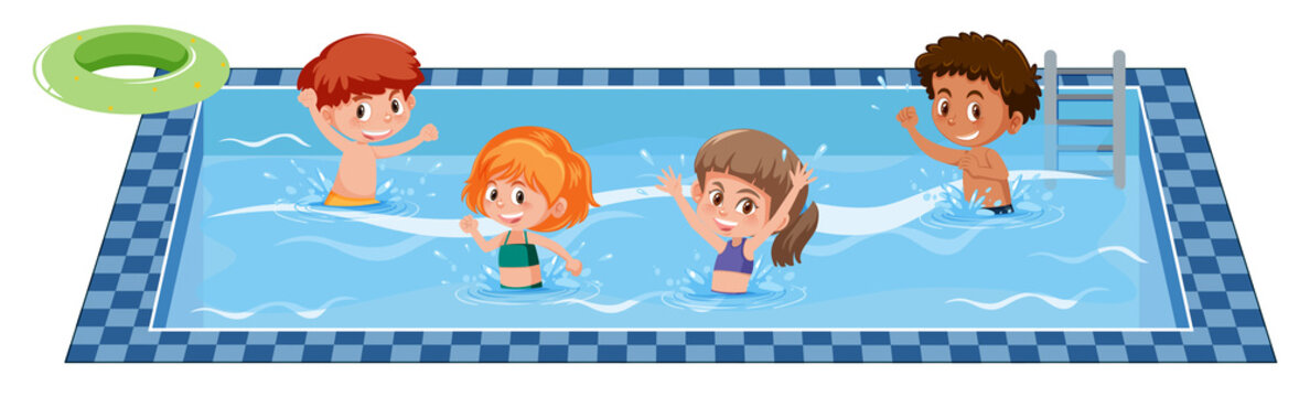 Happy children in swimming pool