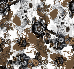 Seamless abstract flower pattern.seamless fabric and digital print pattern.