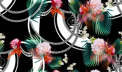Seamless abstract flower pattern.seamless fabric and digital print pattern.