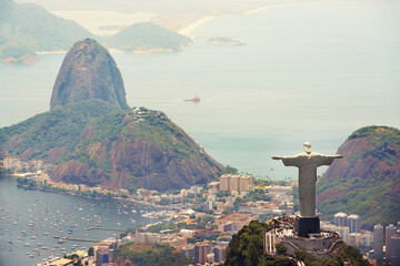 It is the symbol of Brazilian Christianity. Shot of the Christ the Redeemer monument in Rio de Janeiro, Brazil.