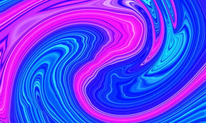 Abstract bright colorful blue and pink neon fractal background. Trippy digital backdrop. Glitch art illustration. Vibrant banner. Template. Color water wave effect. Wallpaper. Cyberspace. NFT card.