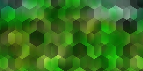 Light Green, Yellow vector background with set of hexagons.