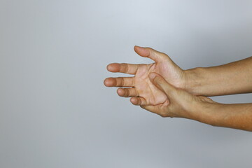 close-up woman hand of rheumatoid patient