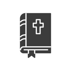 Bible glyph icon. Closed book with bookmark. Vector illustration.