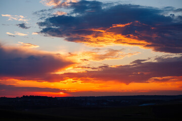 Fototapeta na wymiar Fantastic colorful sunrise with cloudy sky.