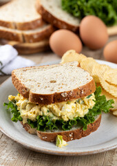 Egg salad sandwich on whole grain bread