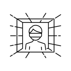 Metaverse icon. Human and virtual monitor or hologram. Outline style. Vector. Isolate on white background